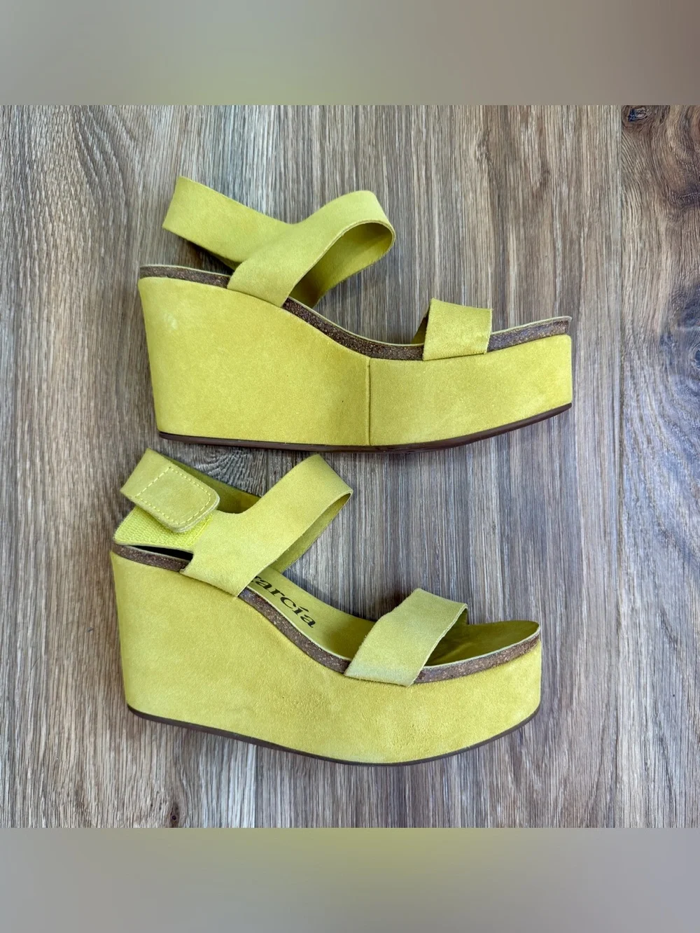 Pedro García Lime Green Suede Platform Wedge Sandals EU 37